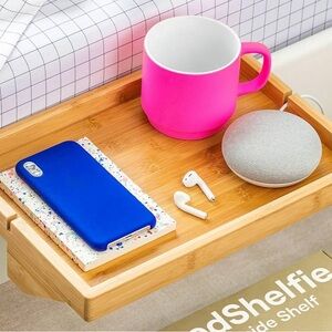 Wooden bedside shelf
